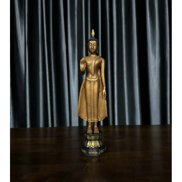 Tượng Phật Thích Ca – Phong Cách Sukhothai – Tư Thế “Phật Hộ Đạo” (Phật Ngăn Dòng Họ) – Sơn Giả Cổ – Mặt Đế 5 Inch - Ảnh 2