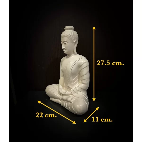 Tượng Phật Thích Ca – Phật Tọa Thiền (Phật Thành Đạo) – Màu Trắng Ngà & Vàng Kim – Mặt Đế 9 inch – Cao 27.5 cm - Ảnh 5