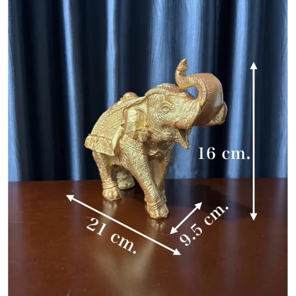 Tượng Chú Voi Trang Trí – Chú Voi Thái Lan Chạm Khắc Hoa Văn – Màu Vàng & Bạc – Mặt Đế 9.5×21×16 cm - Ảnh 4