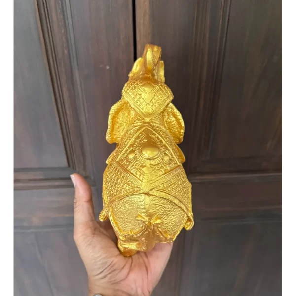 Tượng Chú Voi Trang Trí – Chú Voi Thái Lan Chạm Khắc Hoa Văn – Màu Vàng & Bạc – Mặt Đế 9.5×21×16 cm - Ảnh 8