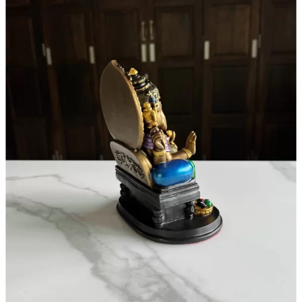 Tượng Ganesha Ngồi Trên Bệ Vương – Phiên Bản Throne – Màu Kim Loại Ấn Độ – Cao 19.5 cm - Ảnh 8