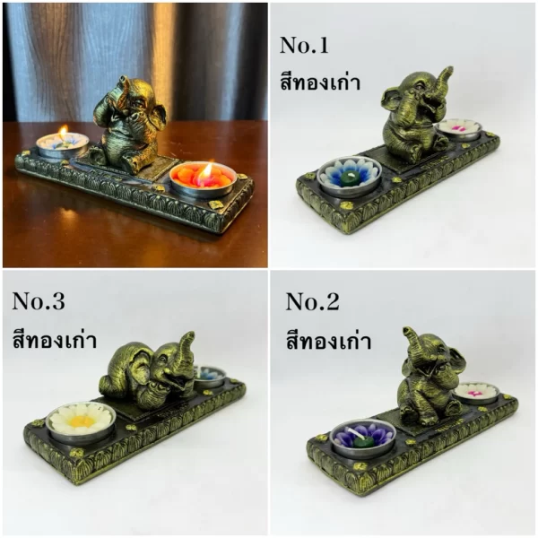 Giá đỡ nến thơm đôi - Hình tượng voi - Ảnh 2