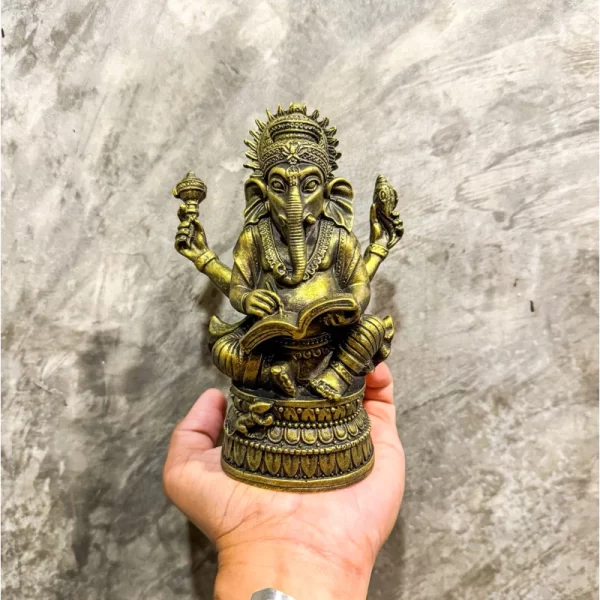 Tượng Ganesha Đọc Sách – Phong Thái Trí Tuệ – Có 3 màu sắc – Mặt Đế 7.5×11×16.5 cm - Ảnh 2