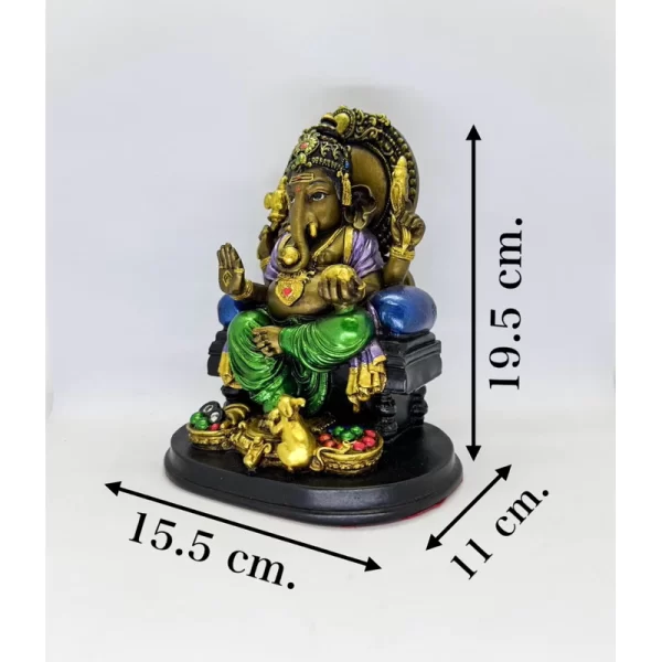 Tượng Ganesha Ngồi Trên Bệ Vương – Phiên Bản Throne – Màu Kim Loại Ấn Độ – Cao 19.5 cm - Ảnh 4