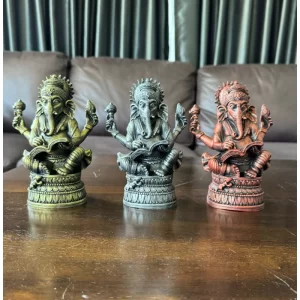 Tượng Ganesha Đọc Sách – Phong Thái Trí Tuệ – Có 3 màu sắc – Mặt Đế 7.5×11×16.5 cm