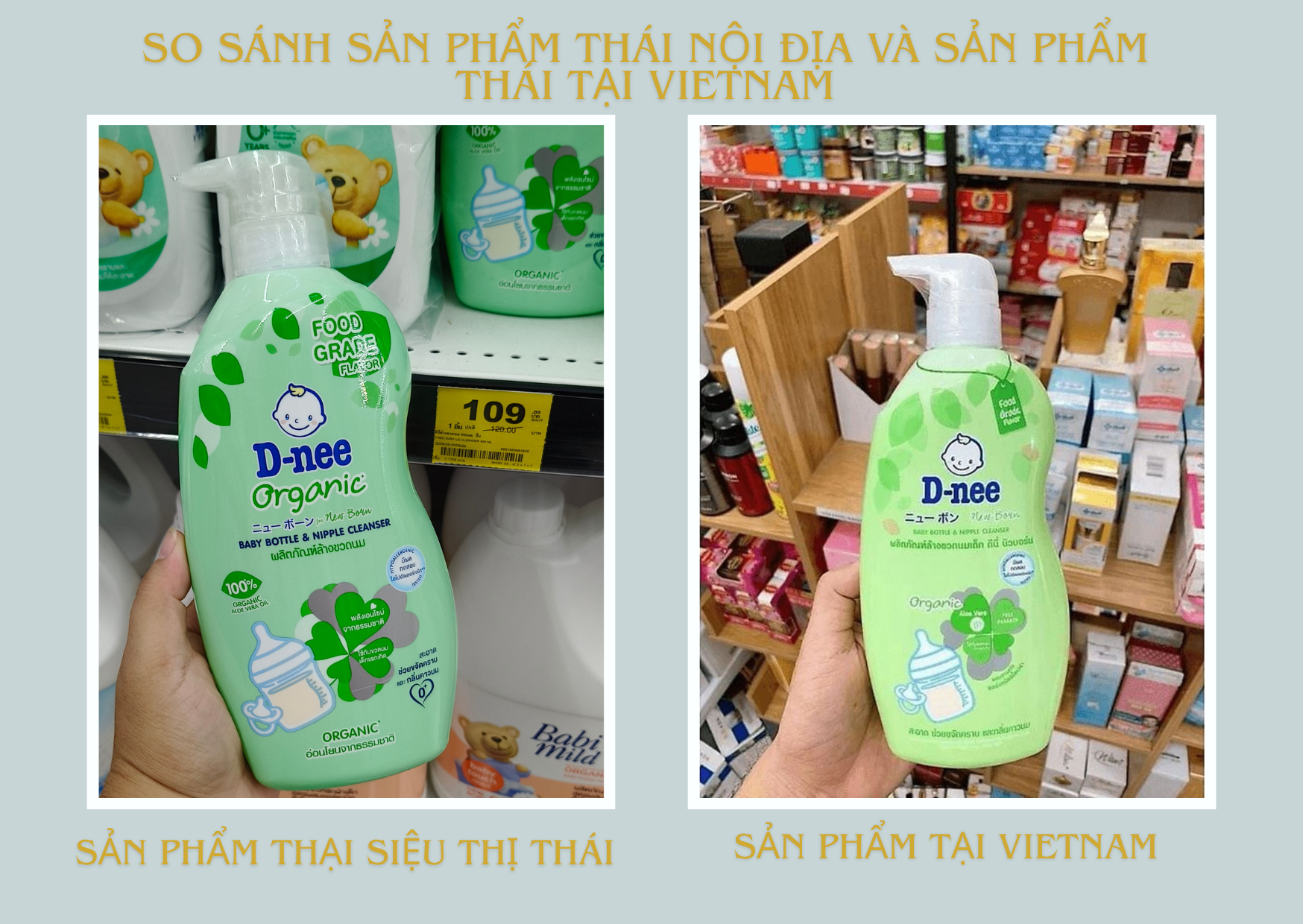 D-nee Organic Nước rửa bình sữa và núm ti nội địa Thái Lan - Ảnh 2