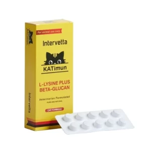 Intervetta KATimun L-Lysine Plus Beta-Glucan là dòng thực phẩm bổ sung cao cấp dạng viên nén chuyên biệt dành riêng cho mèo (Cat Formula)